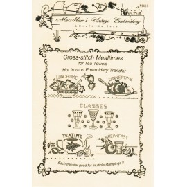 MaMaw's Vintage Embroidery M410 X-Stitch Meal Times Embroidery hot iron-on transfers for tea towels