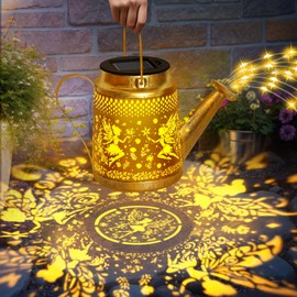 Solar Watering Can Lights Outdoor Garden Decor, Large Fairy Hanging Lantern with Shepherd Hook, Waterproof Garden Lights for Outdoor Landscape Pathway Yard, Garden Gift for Mom Grandma