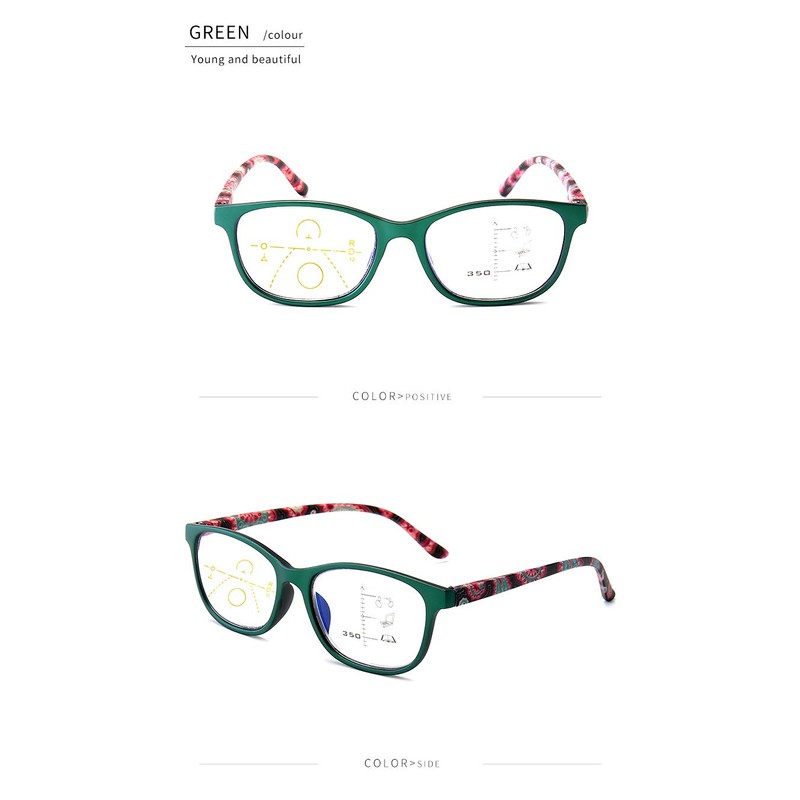 PLOPLO Progressive Multifocal Multifocus Glasses+Anti Blue Light Blocking Computer Reader