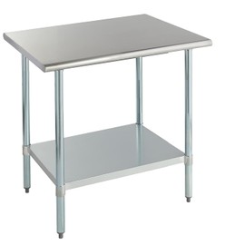 ROCKPOINT Stainless Steel Table for Prep & Work 30x36 Inches, NSF Metal Commercial Kitchen Heavy Duty Table with Adjustable Under Shelf and Table Foot for Restaurant, Home and Hotel