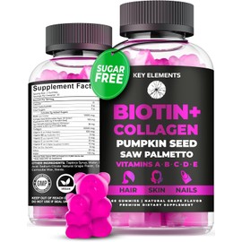 Hair Skin and Nails 10000mcg Biotin Gummies & Collagen Gummies - Biotin Vitamins Gummies for Hair Growth Pumpkin Seed Oil, Saw Palmetto Extract & Vitamins A B6 C D E - Biotin and Collagen Supplements