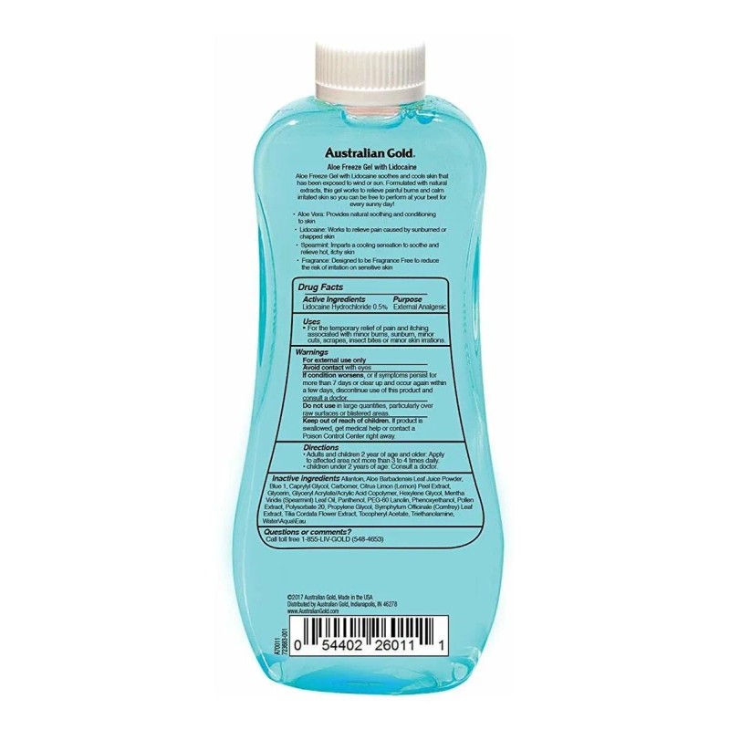 Oro Australiano, Gel De Aloe Freeze Pulverizar Con Lidocaína