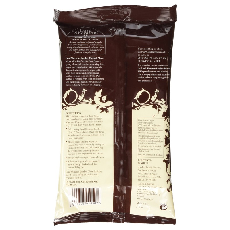 Lord Sheraton Leather Clean and Shine Wipes, Pack of 24