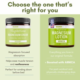 Magnum Solace Nighttime Magnesium Lotion with Arnica – Soothing Relief & Relaxation, Highly Concentrated Magnesium for Muscles & Joints – Apply to Legs or Feet Before Bed – Skin-Friendly