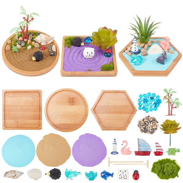 WEBEEDY Miniature Zen Garden Kit Miniature Ocean Beach Sandbox Decorations Mini Zen Garden Accessories for Home Office Desktop Decor
