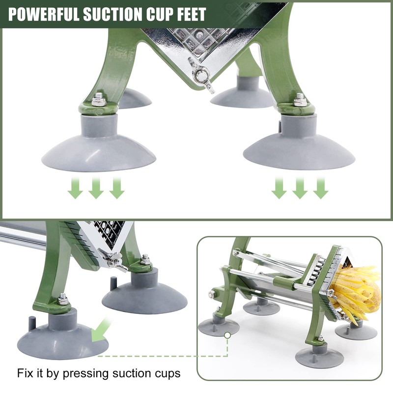 French Fry Cutter Commercial Grade Potato Slicer with Suction Feet