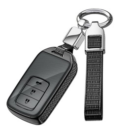 ontto 3-button Key Fob Case Fit for Honda Key Remote,Car Key Cover with Keychain Fit for Honda Civic Accord Pilot CRV HRV CRZ Fit Odyssey JED Crosstour Ridgeline Crider Spirior Accessories,Black