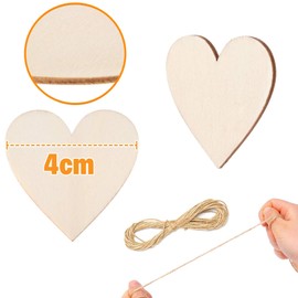 Pack of 50 Wooden Hearts, Wooden Hearts for Labelling, Wooden Hearts Small Decoration, Wooden Hearts Wedding Gift Tags Heart, Wooden Hearts Confetti Decoration Untreated for Guest Book Labelling DIY