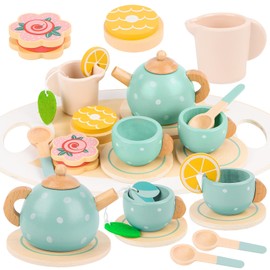 Children's Kitchen Accessories Tea Set, Tea Set Wooden Toy, Tea Party Play Kitchen Role Play, Kitchen Sink Wood, Gift for Toddlers, Girls, Boys