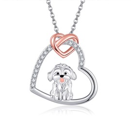 VENACOLY Maltese Gift 925 Sterling Silver Maltese Dog Necklace Maltese Jewellery for Women Lover
