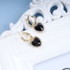 Boho Onyx Heart Drop Earrings Black Gemstone Heart Dangle Earrings