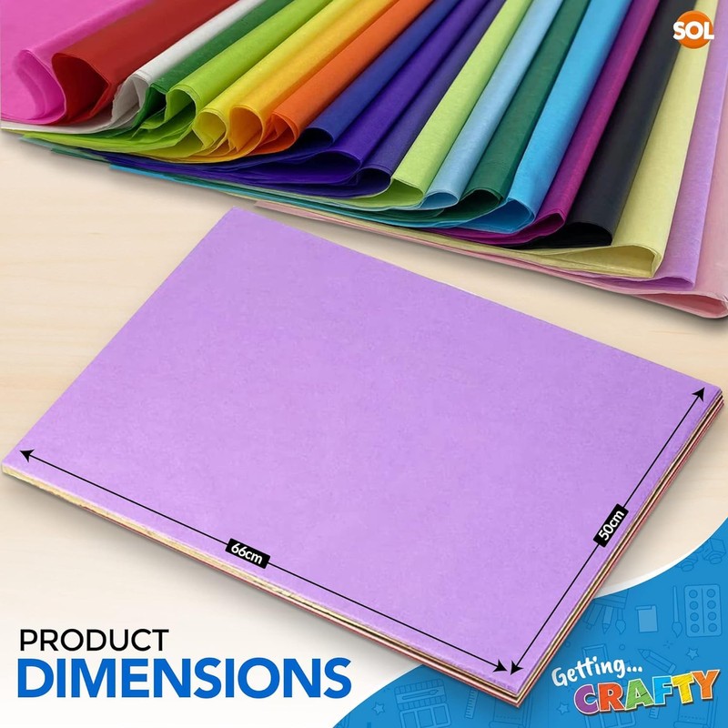 20pk Coloured Tissue Paper for Wrapping Gifts - 66cm x