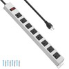 JUNNUJ Metal 8 Outlet Power Strip, Mountable Heavy Duty Power