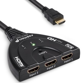 Fosmon Interruptor con cable espiralado Fosmon HD1831 de 3 puertos HDMI