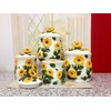 ACK 4PCs 3D Sunflower Hand Painted Ceramic Canister with Lid,