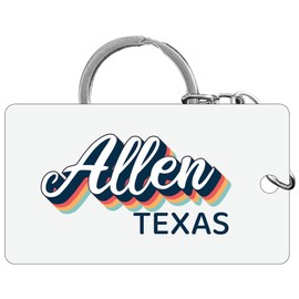 R and R Imports Allen Texas Souvenir Acrylic Keychain 3D Retro Design 2-Pack