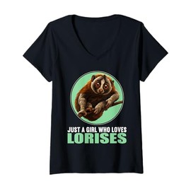 Womens Just a Girl who Loves Lorises Loris V-Neck T-Shirt