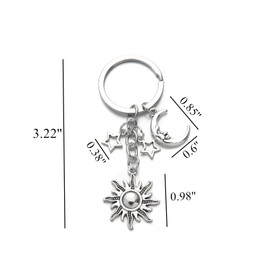 PHAETON 20PCS Moon and Sun keychain Star Keychain Moon keychain Sun Jewelry Pendant Moon and Sun keyring for Lover Gift