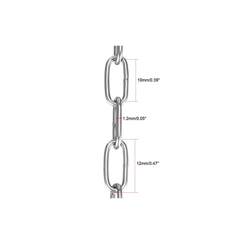 sourcing map Stainless Steel 304 Hardened Proof Coil Chain 1m