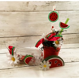 Agape Gifts Designs AGD Summer Decor - Watermelon Theme Popsicle Flower Pail Display