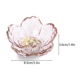 Nideen 2 Pack Trinket Dish Glass Jewellery Ring Dish Holder, 3.27× 1.42 inches Jewellery Plate Trinket Tray Key Dish for Hallway(Pink)