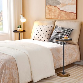 HOOBRO Small Round Side Table, Drink Table, Coffee Martini Table with Pedestal Accent for Small Spaces in Living Room, Bedroom, Sofa Couch, Rustic Brown BF168BZ01