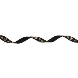 DXEUD Gold Printing Snowflake Grosgrain Ribbon 25 Yard Each Roll 100% Polyester Woven Edge (3/8", Black)