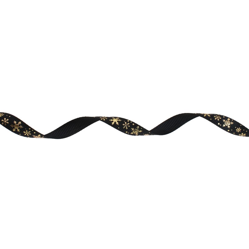 DXEUD Gold Printing Snowflake Grosgrain Ribbon 25 Yard Each Roll