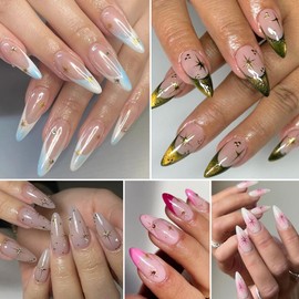 4 Sheets Starlight Star Nail Stickers 3D Glitter Shiny Purple Gold Silver Laser Stars Nail Art Designs Self-Adhesive Nail Decals for Women Girls DIY Manicure Decoration Supplies