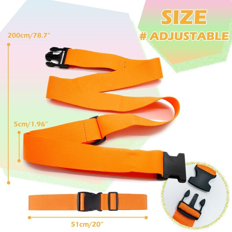 Aieino Luggage Straps Heavy Duty Luggage Straps 6.5ft Adjustable Quick