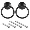 QUARKZMAN Pack of 2 Round Ring Handles Drawers Knobs Black