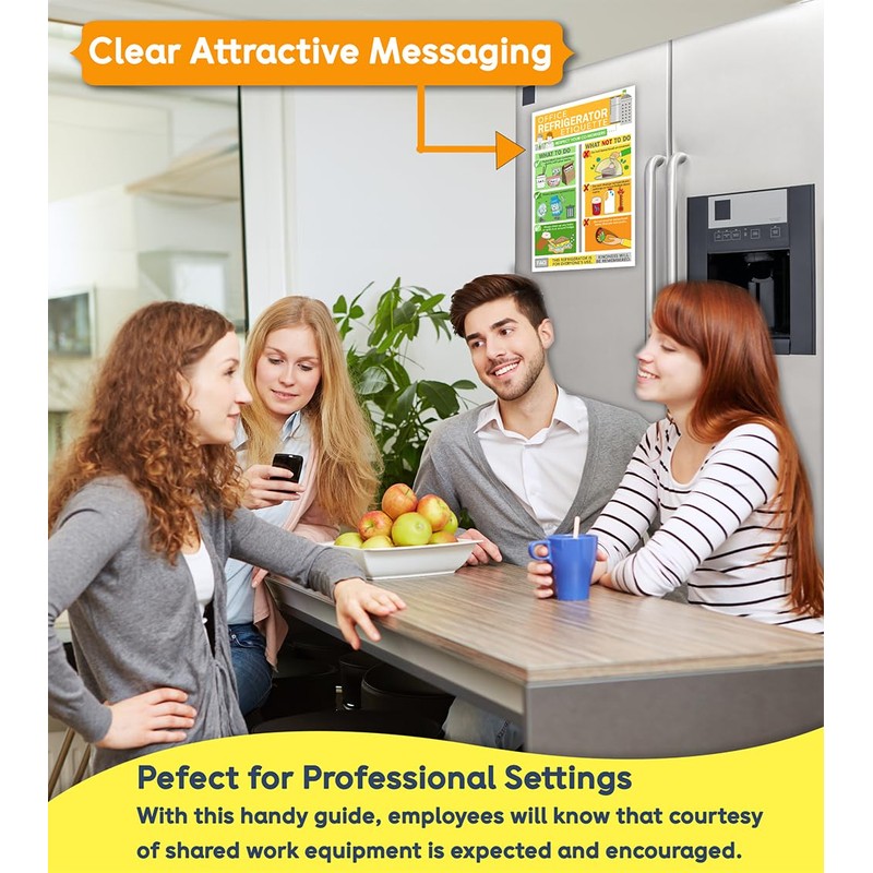 Office Refrigerator Etiquette Magnet -6"x9" Handy Guide for Proper Storage,