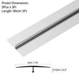 uxcell 3 Pcs Aluminum T Molding Floor Transition Strip, 1.6"x3 Ft Moulding Transition Strip for Doorway, Laminate Flooring, Joining Flooring Gaps of Laminate Planks Tile, Silver