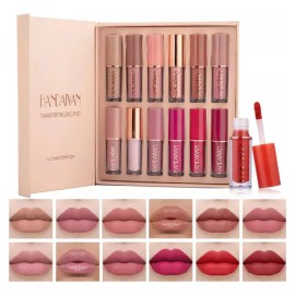 12 Colores Labiales Mate Larga Duracion Pintalabio Regalo                                                                                             