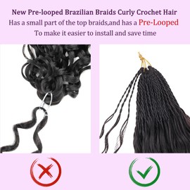 ZRQ Pre-looped Micro Brazilian Braids Curly Crochet Hair, 24 inch Water Wave, Deep Wave, Afro Kinky, Synthetic, Curly Crochet Hair Extensions, Women