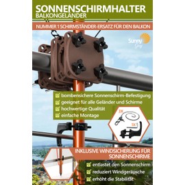 Menz Parasol Holder Balcony Railing in Taupe – Extra Durable Parasol Holder Balcony, Functional Umbrella Holder Balcony Railing as a Perfect Replacement for Parasol Stand Balcony