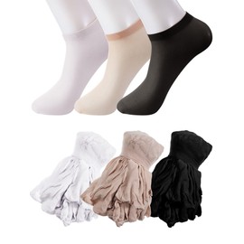 Sintege 600 Pieces Disposable Foot Socks for Trying on Boots Shoes, Ankle High Nylon Footies for Women, Disposable Non Slip Socks for Guest, Black, White, Beige