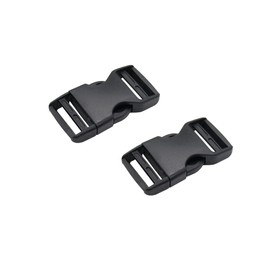 Plastic Side Release Buckle Clip for Luggage, Rucksack/Back Pack, Webbing Strap (25mm - 2 pack, Black)