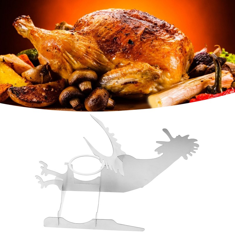 Stainless Steel Chicken Stand Removable Portable MotorcycleShape BBQ Roaster Stand