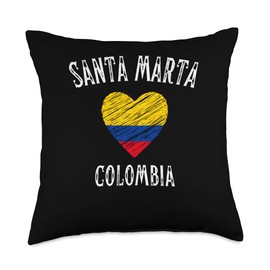 Colombia Flag Heart Santa Marta City Throw Pillow
