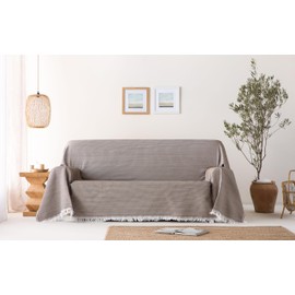 GAMUSI Multipurpose Bedspread for Bed 90/105 cm and Sofa. Plaid Foulard Bedspread, Sofa Throw for 2 Seater, Soft and Breathable, Cotton, Bee Nest, 180 x 280 cm, Coffee Brown