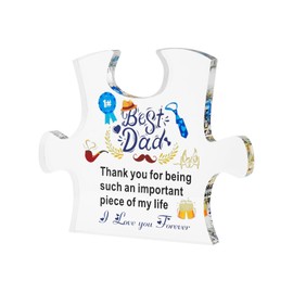 Gifts for Dad - Delicate Dad Birthday Gifts from Daughter Son - Engraved Acrylic Block Puzzle Piece 4.72 x 3.93 inch - Fathers Day Thanksgiving Birthday Gifts for Dad, Ideas