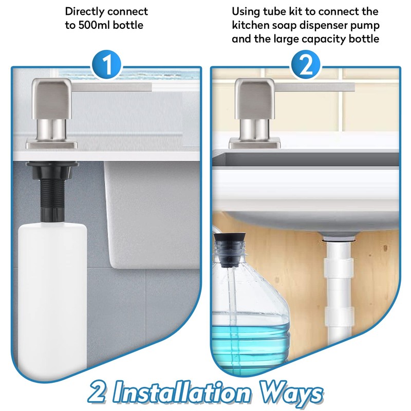 CREA Soap Dispenser for Kitchen Sink, Kitchen Soap Dispenser Brushed
