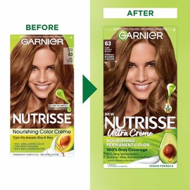 Garnier Nutrisse Hair Color 63 Light Golden Brown 2 Pack Permanent Dye 100 Gr...