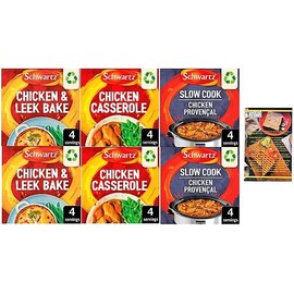 Schwartz Packet Mixes Chicken & Leek Bake (x2), Chicken Casserole (x2) and Chicken Provencal (x2). Also includes 14 Day Healthy Eating Challenge