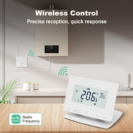 Ecobay Programmable Wireless Thermostat with Receiver, for Boilers, Electric & Water Underfloor Heating