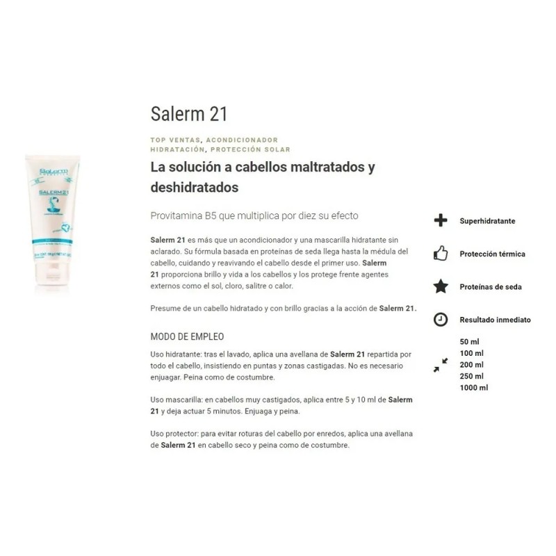 Salerm 21 Kit Tratamiento Y Protector Uv Para Cabello Dañado