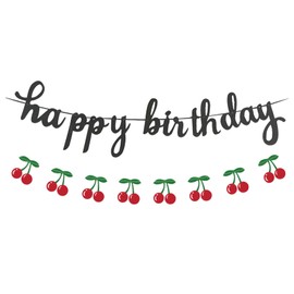 Cherry Happy Birthday Banner Cherry Party Birthday Banner Birthday Party Decoration
