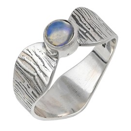 JEWELSTREZORO Opal Edelstein Bandring 925 Sterling Silber Bandring Männer & Frauen Bandring alle Größen Handarbeit Jewerly TSR113H_72 (22.9)