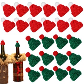YIAJIA 24Pcs Christmas Mini Knitting Hats Christmas Decorations Craft Knitting Hats Doll Craft Hat Mini Wool Hat for Christmas Ornaments DIY Art and Craft